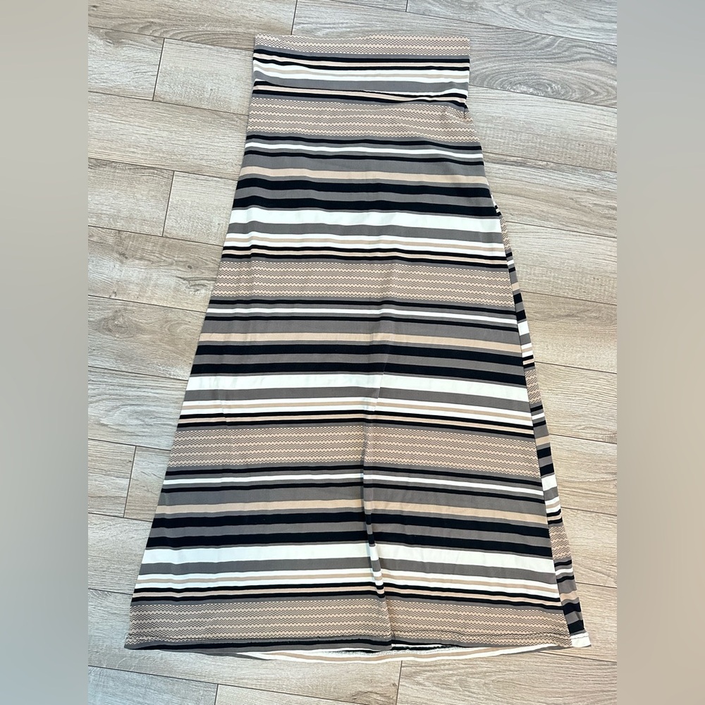 Striped A-Line Maxi Skirt
